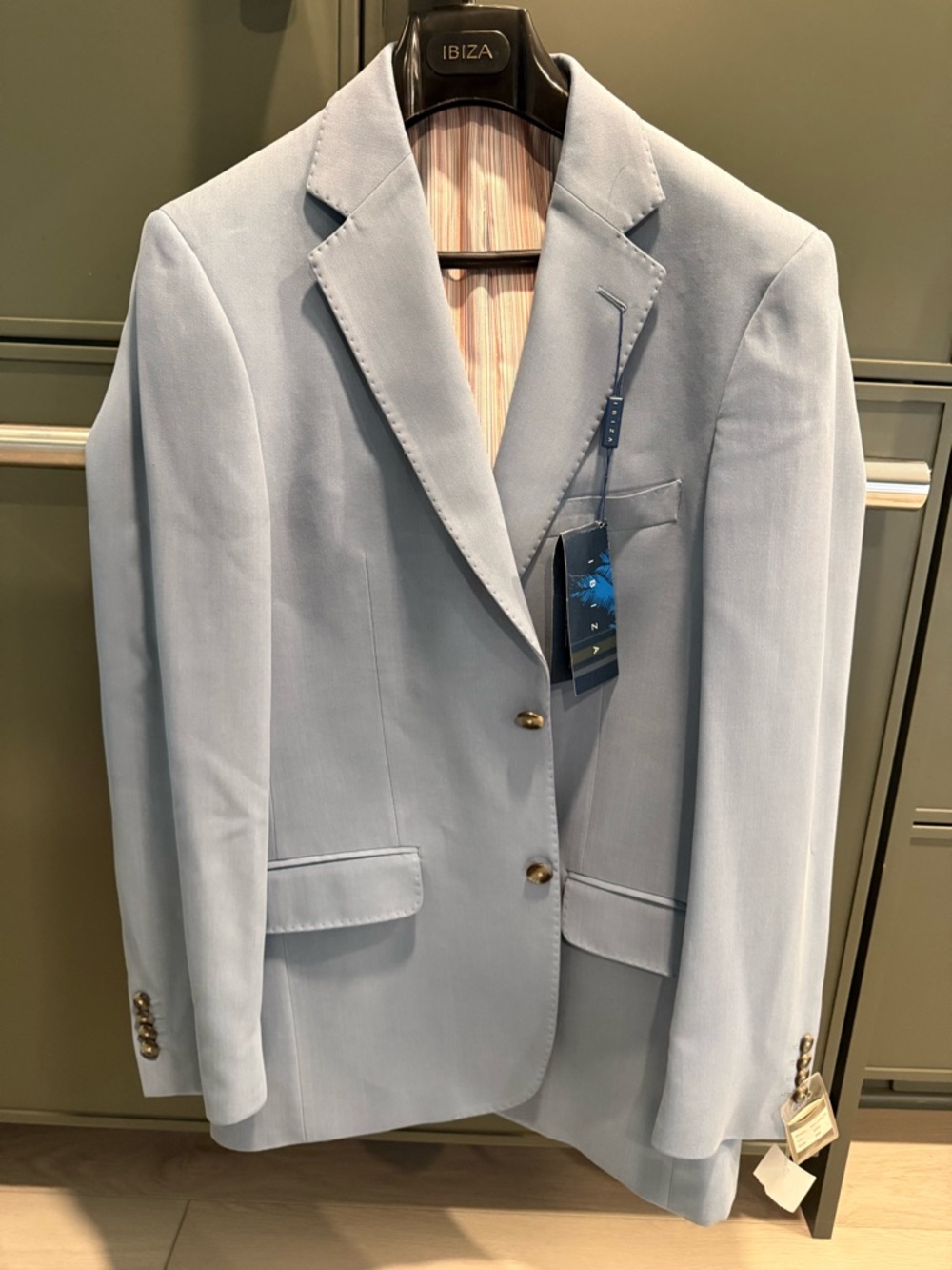 Men's Light Blue Single-Breasted Blazer by Ibiza